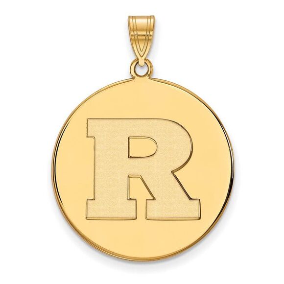 14k Gold Plated Silver Rutgers XL Initial R Disc Pendant